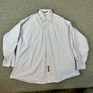 VTG Tommy Hilfiger Striped Button Down Long Sleeve‎ Dress Shirt 18 34/35 90s